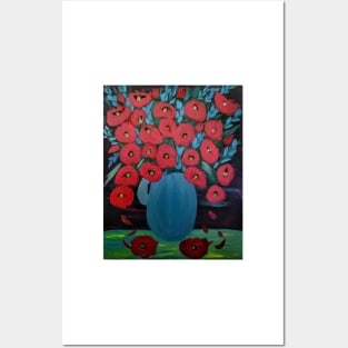 Metallic red poppies Posters and Art